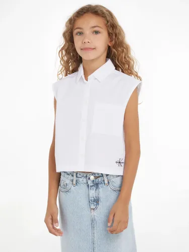 Calvin Klein Kids' Monogram Sleeveless Shirt, Bright White - Bright White - Female