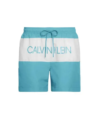 Calvin Klein KM0KM00456 Core Logo Mens Drawstring Trunks - Blue