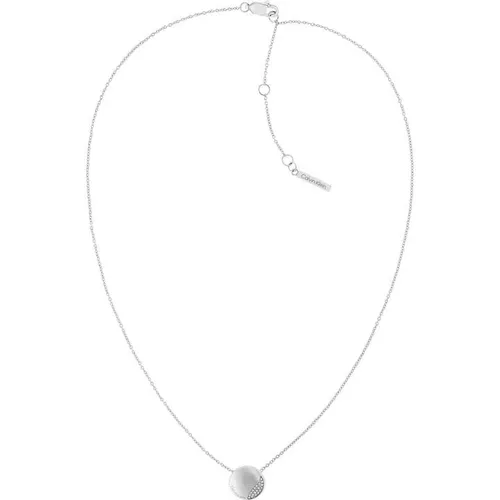 Calvin Klein Ladies Calvin Klein brushed stainless steel crystal necklace - Silver
