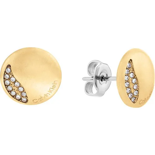Calvin Klein Ladies Calvin Klein brushed yellow gold crystal earrings - Gold