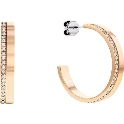 Calvin Klein Ladies Calvin Klein polished carnation gold crystal hoop earrings - Gold