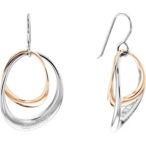 Calvin Klein Ladies Calvin Klein polished two tone stainless steel and rose gold ring earrings - Silver