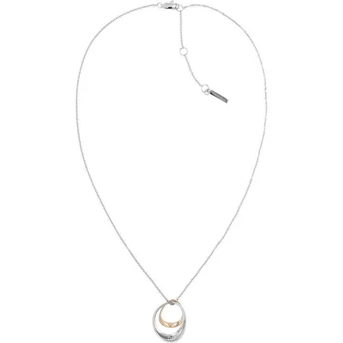 Calvin Klein Ladies Calvin Klein polished two tone stainless steel and rose gold ring necklace - Silver