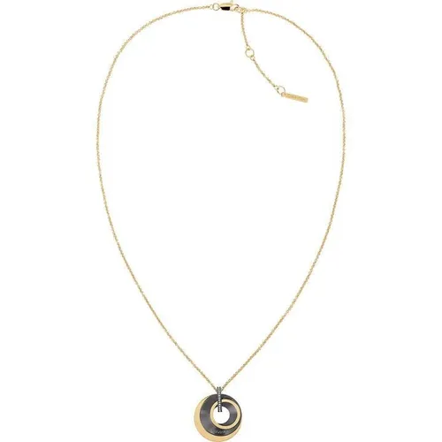 Calvin Klein Ladies Calvin Klein stainless steel two tone crystal charm necklace - Gold