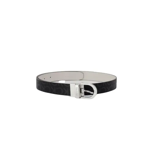 Calvin Klein , Leather Belt with Buckle Fastening ,Black female, Sizes: