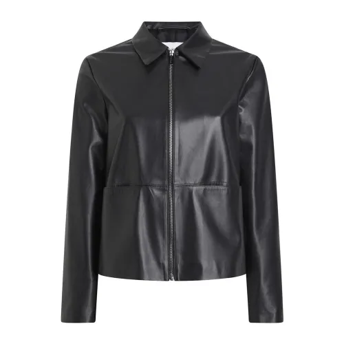 Calvin Klein , Leather Jacket with Zip ,Black female, Sizes: