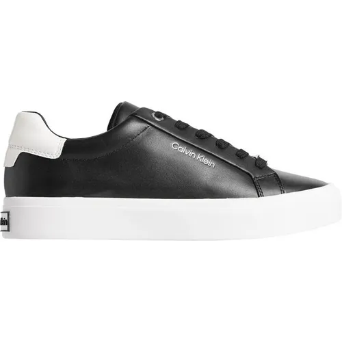 Calvin Klein Leather Lace Up Trainers - Black