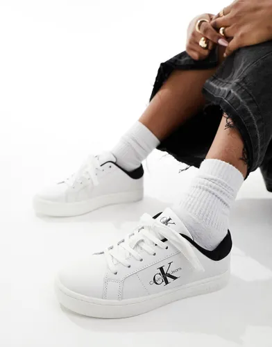 Calvin Klein leather trainers in white and black