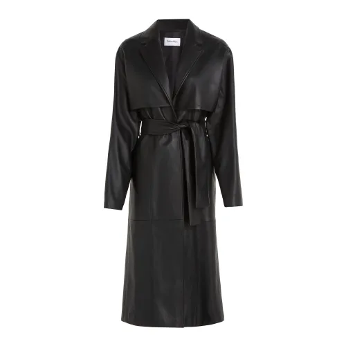 Calvin Klein , Leather Trench Coat ,Black female, Sizes: