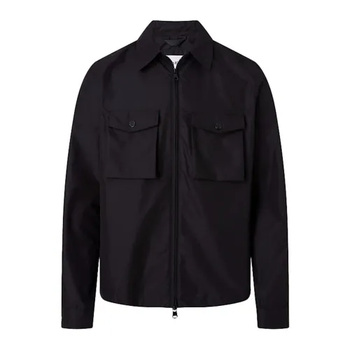 Calvin Klein , Lightweight Recycled Polyester Biker Jacket ,Black male, Sizes: