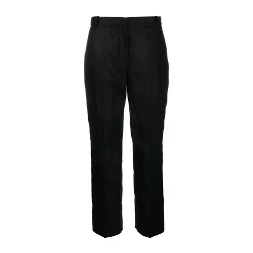 Calvin Klein , Linen slim cropped pant ,Black female, Sizes: