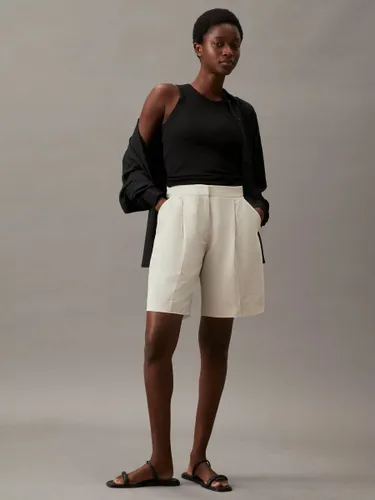 Calvin Klein Linen Tailored Shorts, Peyote - Peyote - Female
