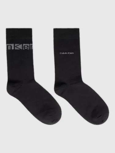 Calvin Klein Logo Crew Socks, Pack of 2, Black - Black - Male