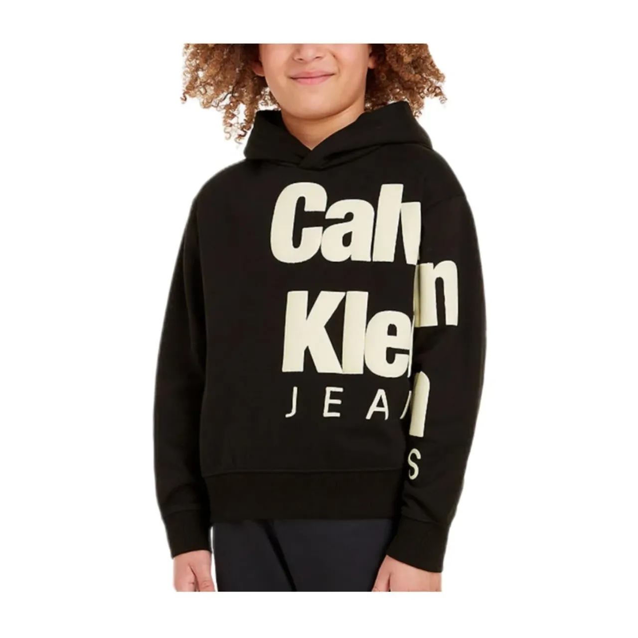 Calvin Klein , Logo Fleece Hoodie ,Black male, Sizes: