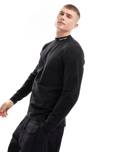Calvin Klein logo mock neck long sleeve t-shirt in black