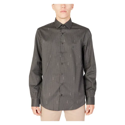 Calvin Klein , Logo Stripe Long Sleeve Shirt ,Black male, Sizes: