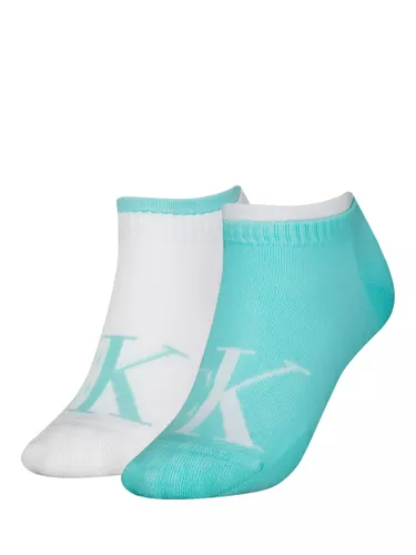 Calvin Klein Logo Trainer Socks, Pack of 2, Light Turquoise/White - Light Turquoise/White - Female