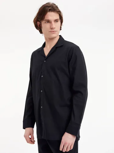 Calvin Klein Long Sleeve Flannel Pyjama Shirt, Black - Black - Male