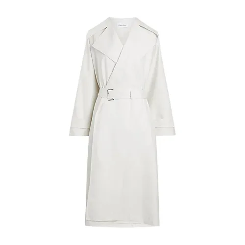Calvin Klein , LW Bark Textured Trench Coat ,White female, Sizes: