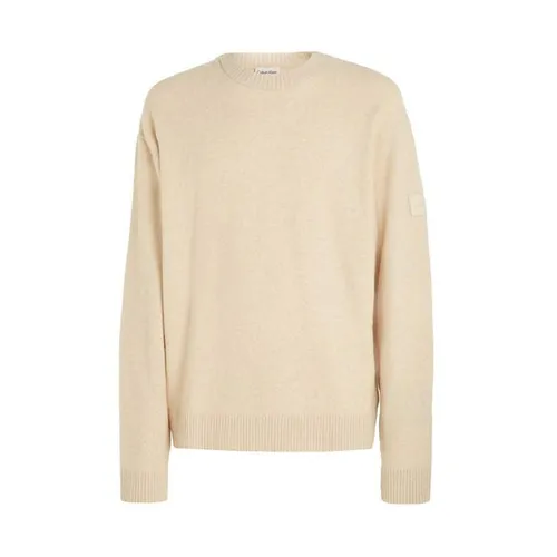 Calvin Klein Lycra Blend Comfort Fit Sweater - Cream