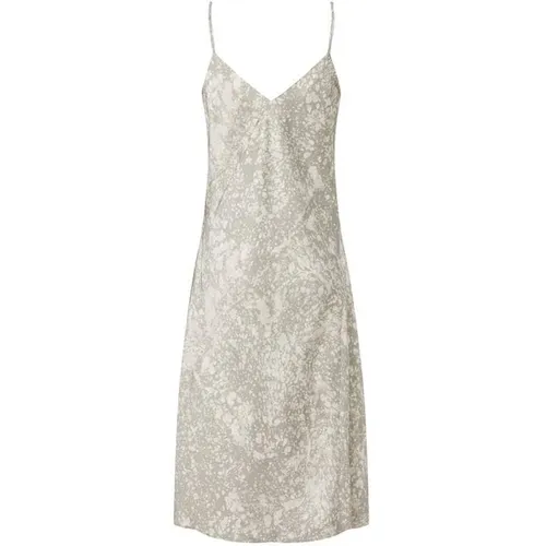 CALVIN KLEIN Marble Print Slip Dress - Cream