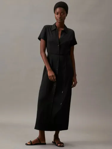Calvin Klein Maxi Shirt Dress, Black - Black - Female