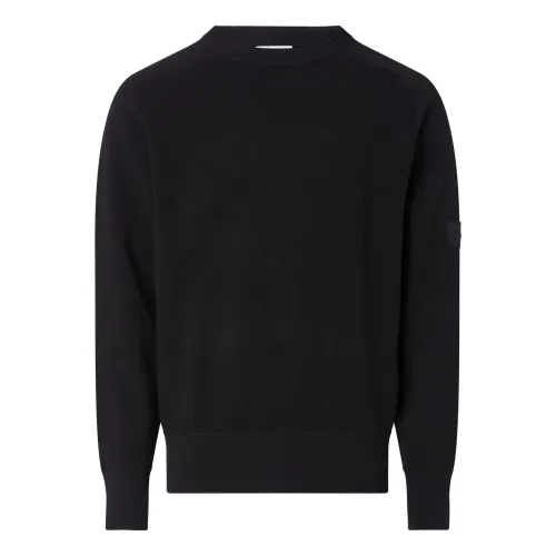 Calvin Klein , Men Black Maglia with Comfort Stitch and Budge Sleee ,Black male, Sizes: