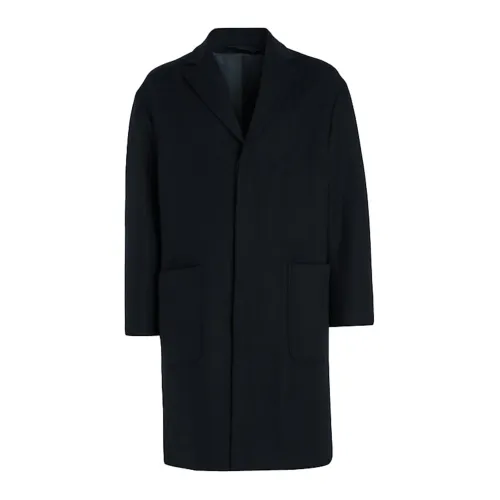 Calvin Klein , Men Black Oercoat with Applied Pocket ,Black male, Sizes:
