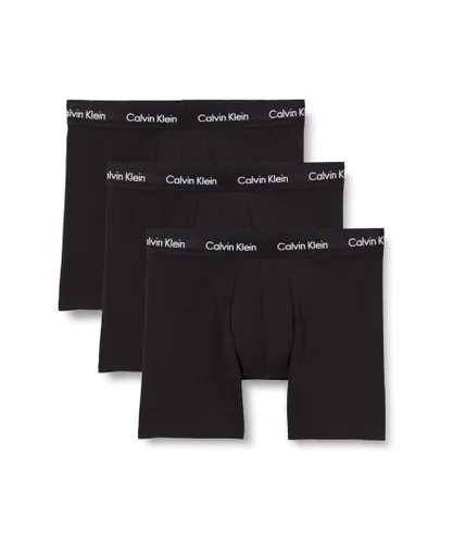 Calvin Klein Mens 3 Pack Boxer Briefs - Mid Rise - Black / Band Cotton