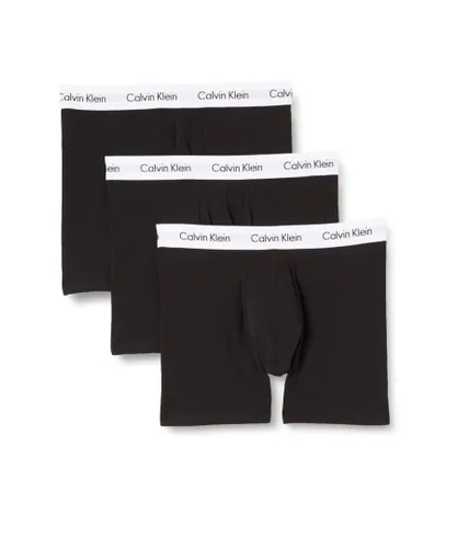 Calvin Klein Mens 3 Pack Boxer Briefs - Mid Rise - Black / White Band Cotton