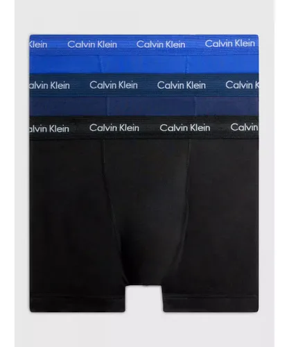 Calvin Klein Mens 3 Pack Cotton Stretch Trunks, Black/Blue/Navy Boxers - Multicolour
