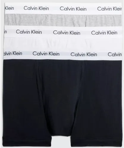 Calvin Klein Mens 3 Pack Cotton Stretch Trunks, Black/Grey/White Boxers - Multicolour