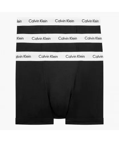 Calvin Klein Mens 3 Pack Trunks - Mid Rise - Cotton Stretch, Black