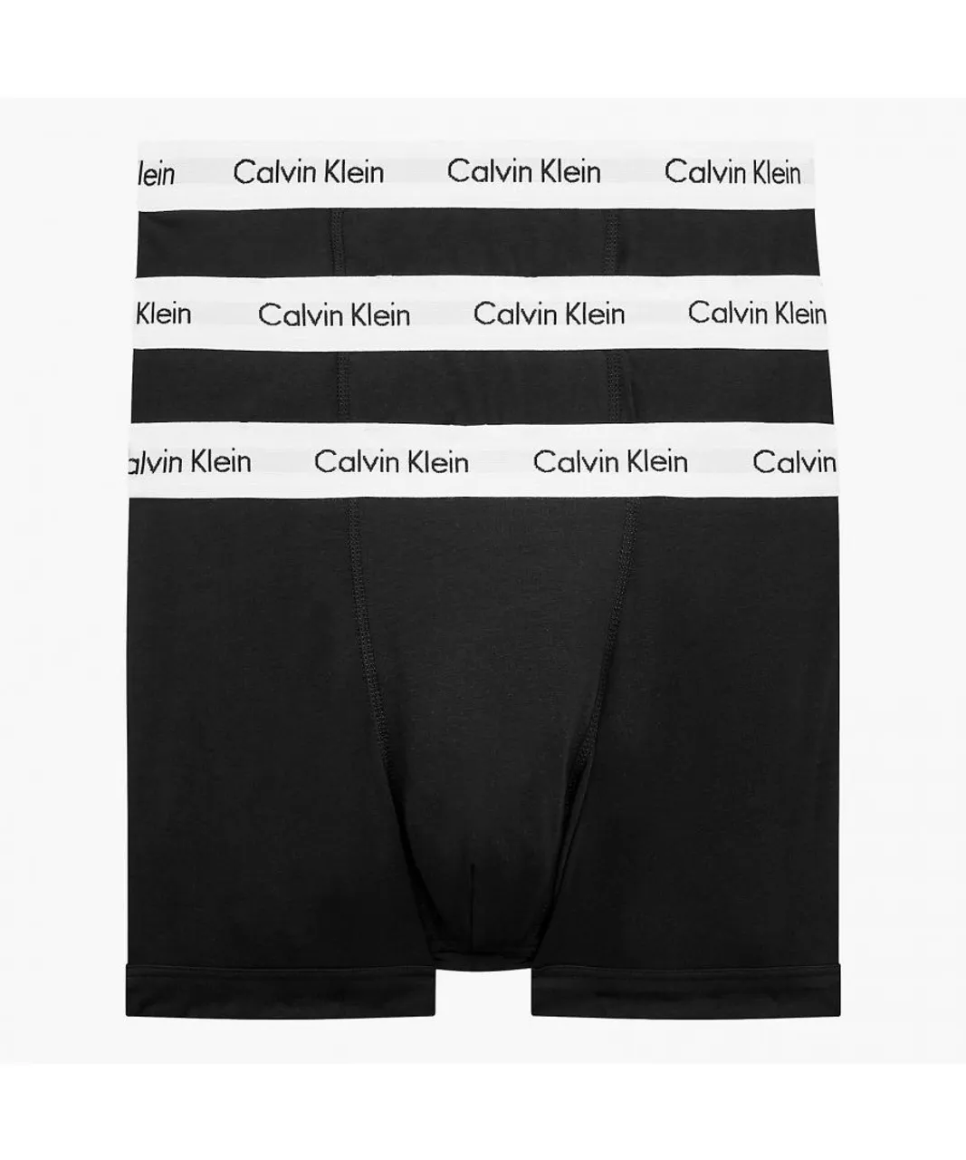 Calvin Klein Mens 3 Pack Trunks - Mid Rise - Cotton Stretch, Black