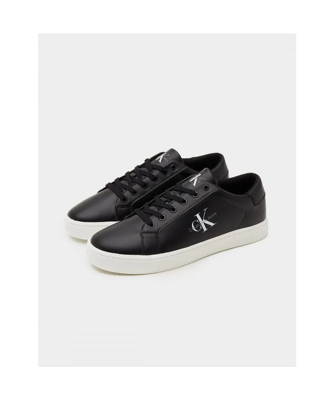 Calvin Klein Mens Classic Cupsole Trainers in Black Leather