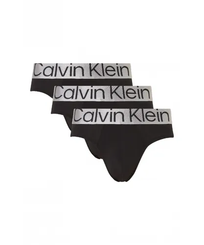 Calvin Klein Mens Hip Brief 3 Pack - Black Cotton