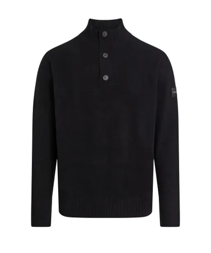 Calvin Klein Mens Lycra Blend Button Half Zip Black