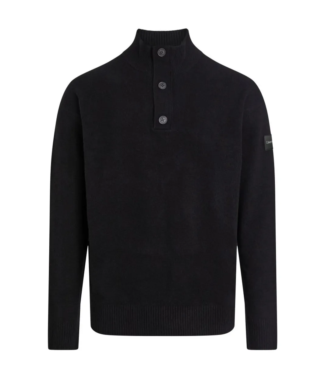 Calvin Klein Mens Lycra Blend Button Half Zip Black