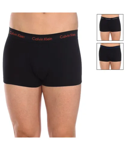 Calvin Klein Mens Pack-3 Boxers breathable fabric and anatomical front U2664G men - Black Cotton