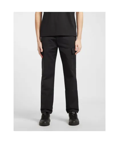 Calvin Klein Mens Tech Tapered Cargo Pants in Black Cotton