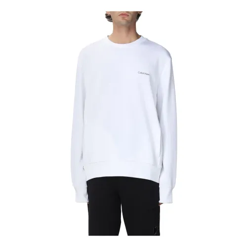 Calvin Klein , Men`s White Hoodie with Micro Logo ,White male, Sizes: