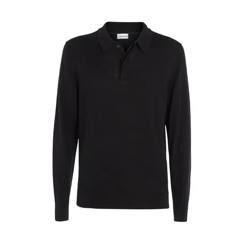 Calvin Klein Merino Polo Sweater - Black