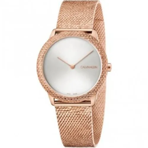 Calvin Klein , Minimal Quartz Watch - White Dial, Rose Gold Tone ,Brown female, Sizes: ONE SIZE