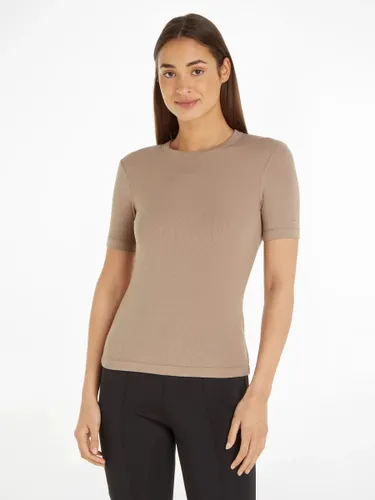 Calvin Klein Modal Rib Short Sleeve T-Shirt - Taupe - Female