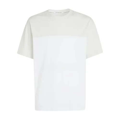 Calvin Klein , Modern Colorblock T-shirt ,White male, Sizes: