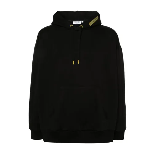 Calvin Klein , Modern Comfort Hoodie with Grid Logo ,Black male, Sizes: