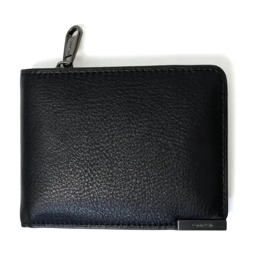 Calvin Klein , Modern Plaque Zip Bifold Wallet ,Black male, Sizes: ONE SIZE