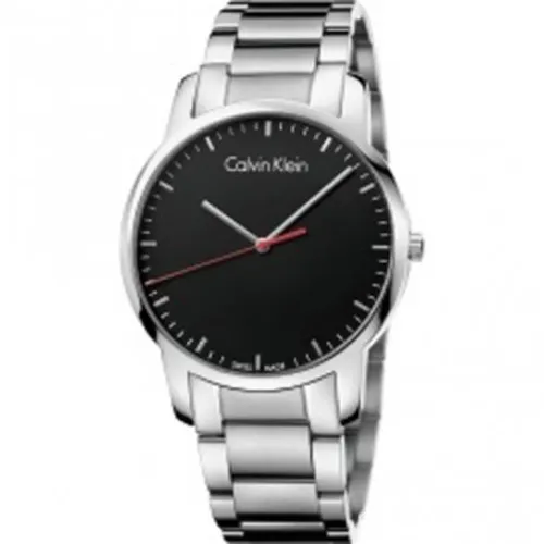 Calvin Klein , Modern Quartz Watch with Black Dial and Silver Steel Strap ,Gray female, Sizes: ONE SIZE
