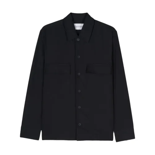 Calvin Klein , Night Sky Soft Twill Overshirt ,Black male, Sizes: