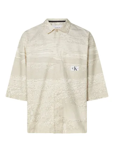 Calvin Klein Oversized Short Sleeve Shirt, Beige - Landscape Aop - Male
